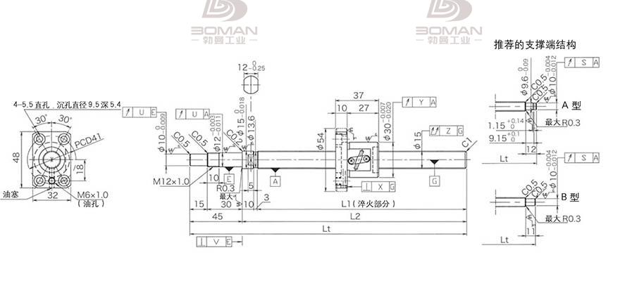 KURODA GP1502DS-BAPR-0600B-C3F 黑田丝杆替换尺寸图片