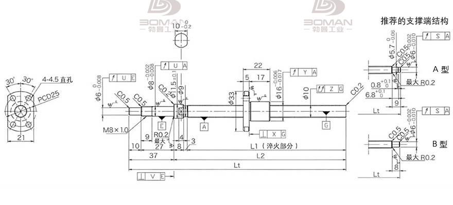 KURODA DP1002JS-HDNR-0220B-C3F 黑田精工丝杆底座安装方法